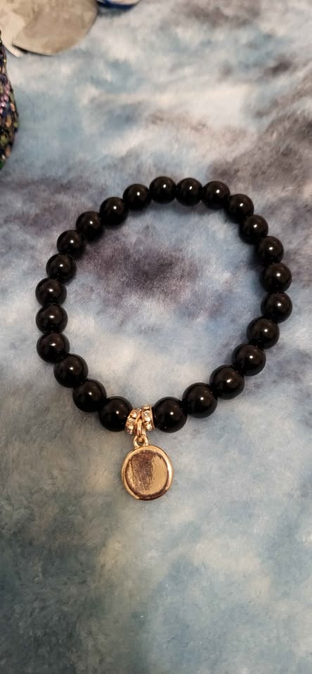 Black Beaded Bracelets w/ Rhinestone Charms - photo 4