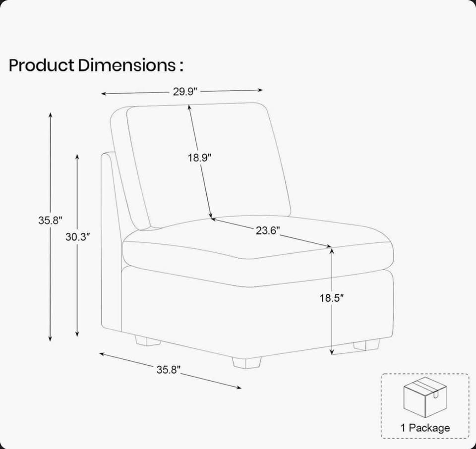 Hymes Large Black Chenille Storage Chair - Modular Sofa Piece - photo 3