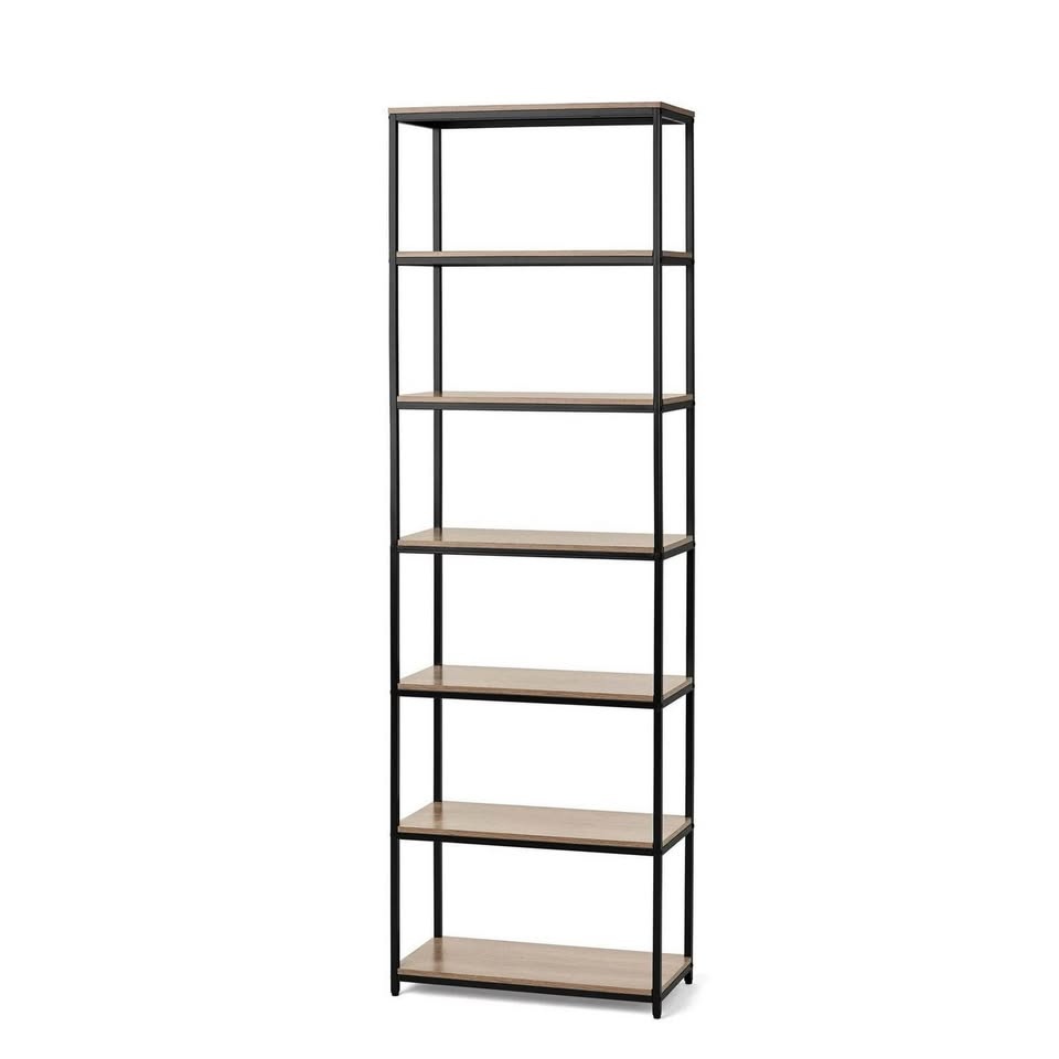 Mainstays 6-Shelf Metal Frame Bookcase, Rustic Brown - photo 3
