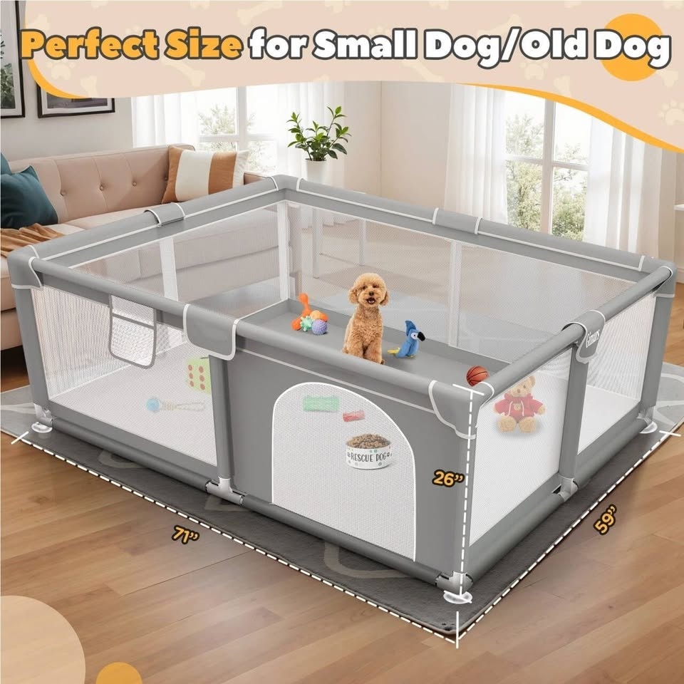 NEW Extra-Large Pet & Puppy Playpen - 71x59" Grey - photo 2