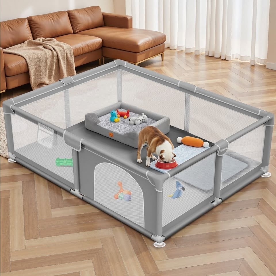 NEW Extra-Large Pet & Puppy Playpen - 71x59" Grey - photo 3