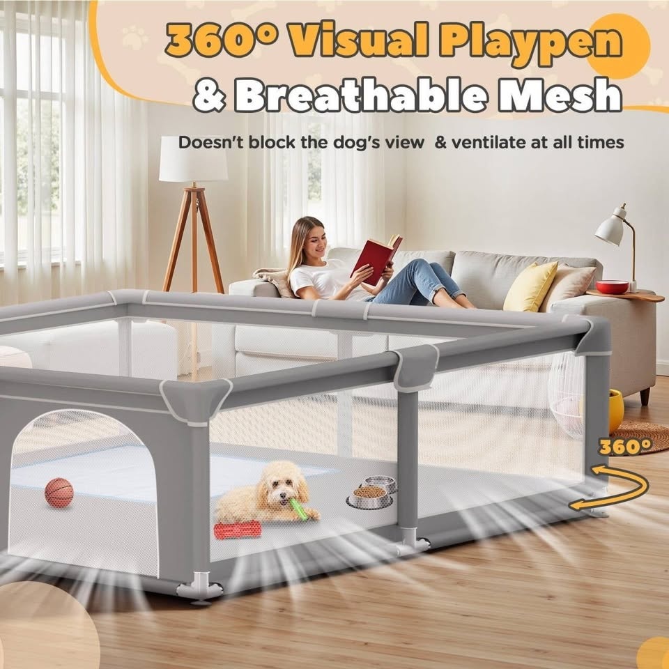 NEW Extra-Large Pet & Puppy Playpen - 71x59" Grey - photo 4