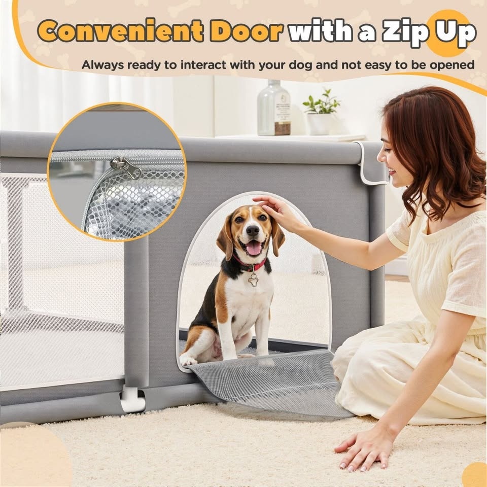 NEW Extra-Large Pet & Puppy Playpen - 71x59" Grey - photo 5