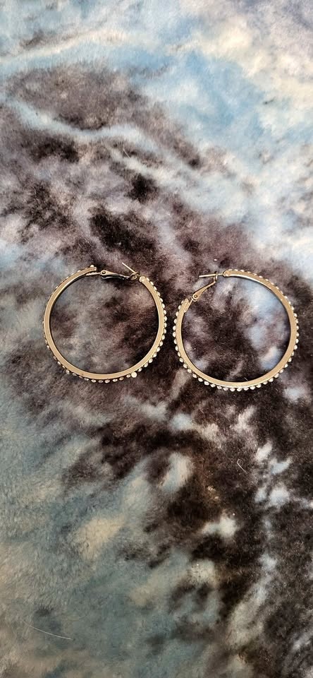 Silver Rhinestone Hoop Earrings