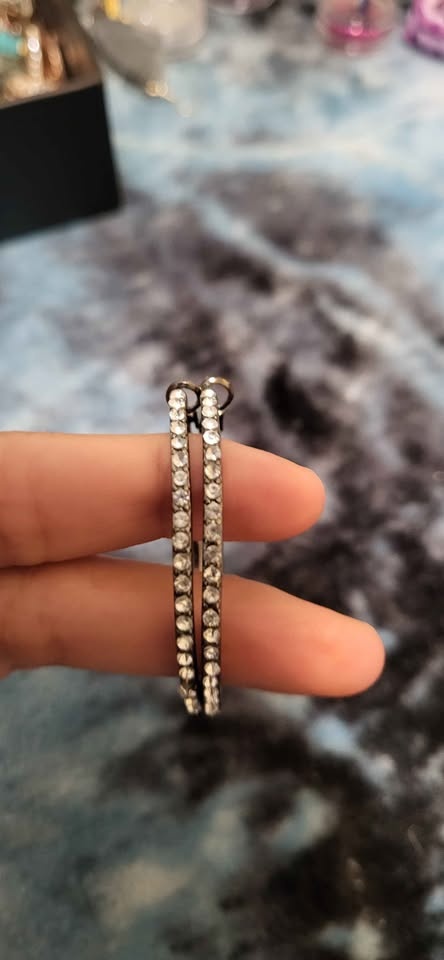 Silver Rhinestone Hoop Earrings - photo 2