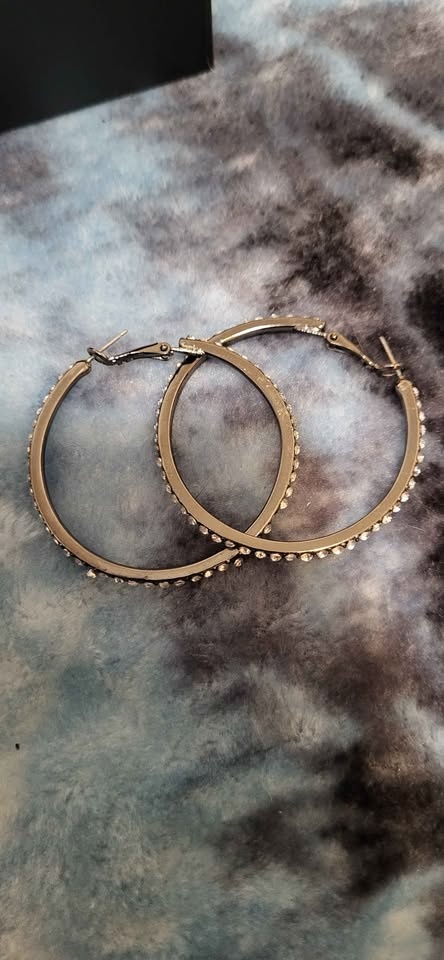 Silver Rhinestone Hoop Earrings - photo 4