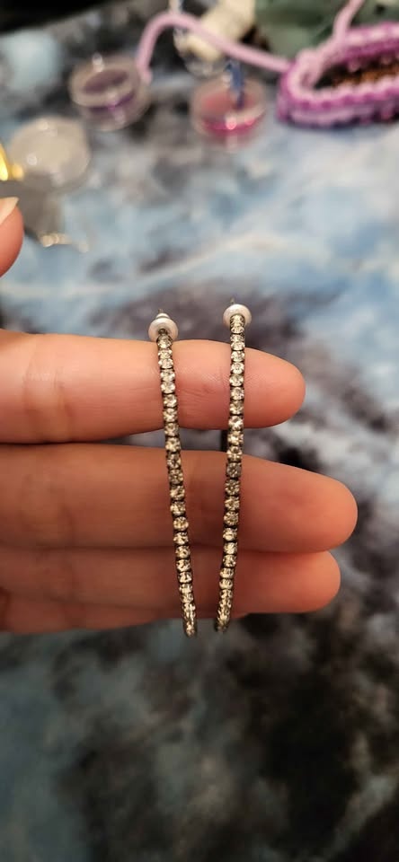 Sparkly Rhinestone Hoop Earrings - photo 2