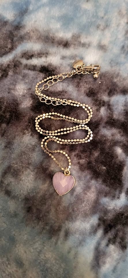 Silver Necklace Purple Heart Pendant