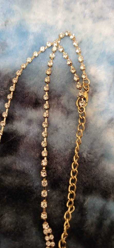 Sparkly Rhinestone Necklace Clear Pink Black Lariat Style - photo 3