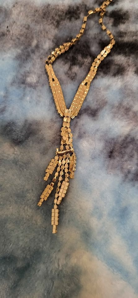 Sparkly Rhinestone Necklace Clear Pink Black Lariat Style - photo 4