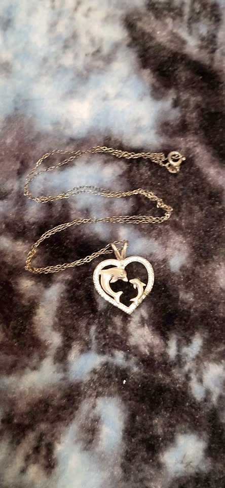 Silver Dolphin Heart Necklace