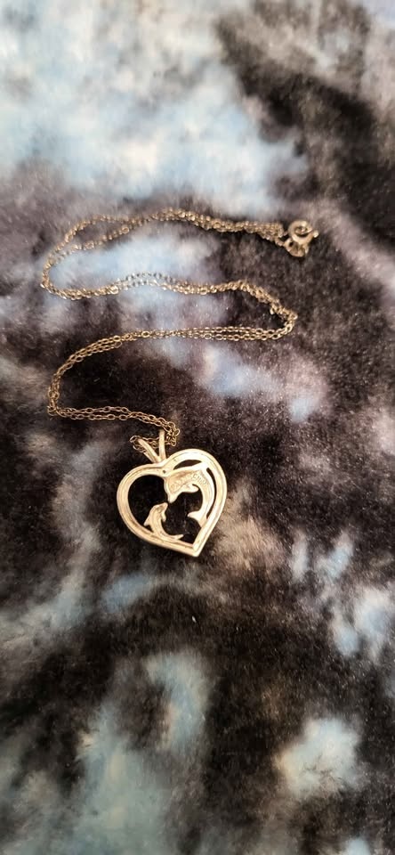 Silver Dolphin Heart Necklace - photo 2
