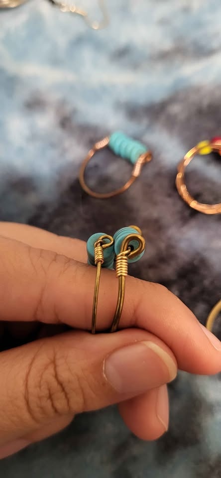 Handmade Beaded Wire Rings - Set of 6 - photo 2