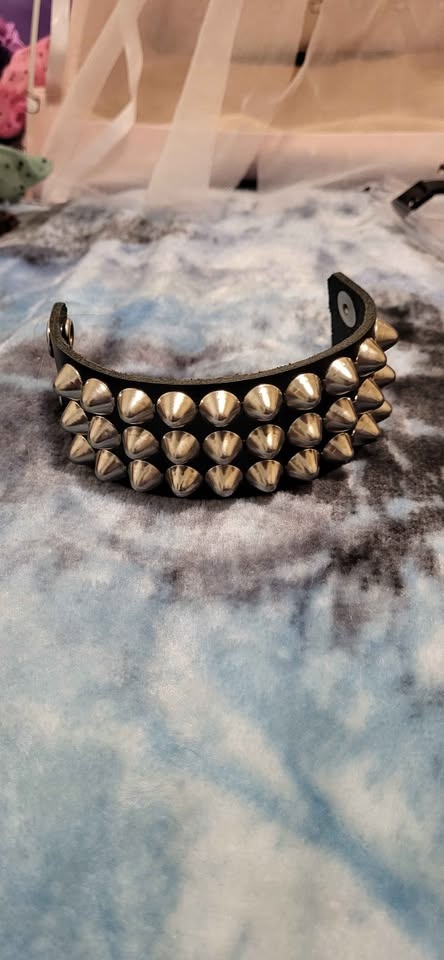 Black Studded Cuff Bracelet - photo 2