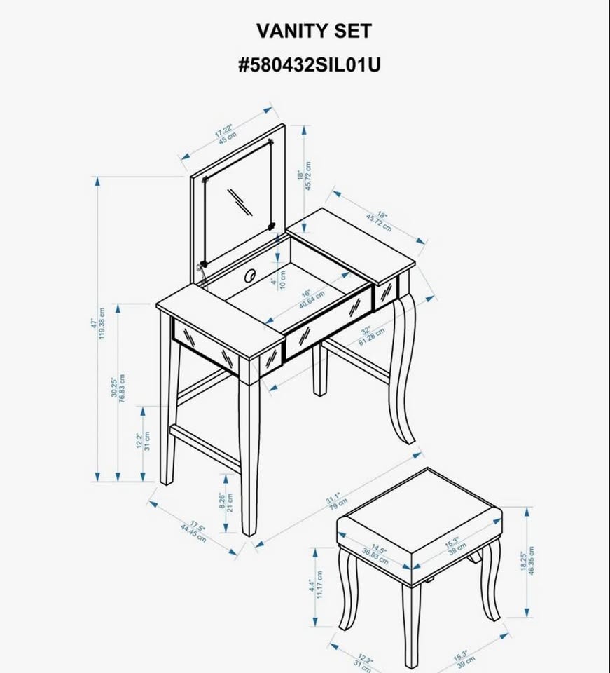 House of Hampton Daughtry Vanity Set w/ Mirror & Stool - photo 4