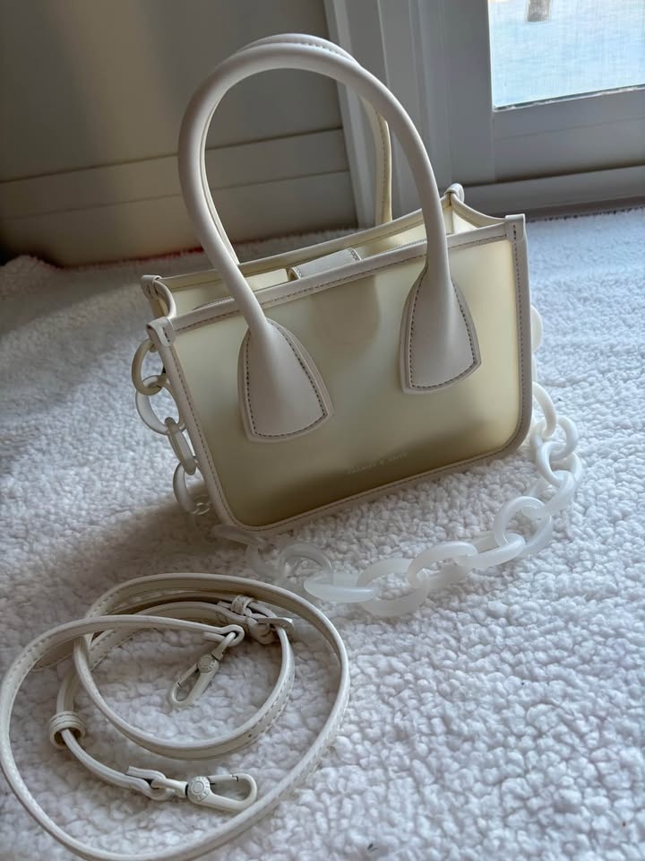 Charles & Keith Link Double Handle Bag - White - photo 2