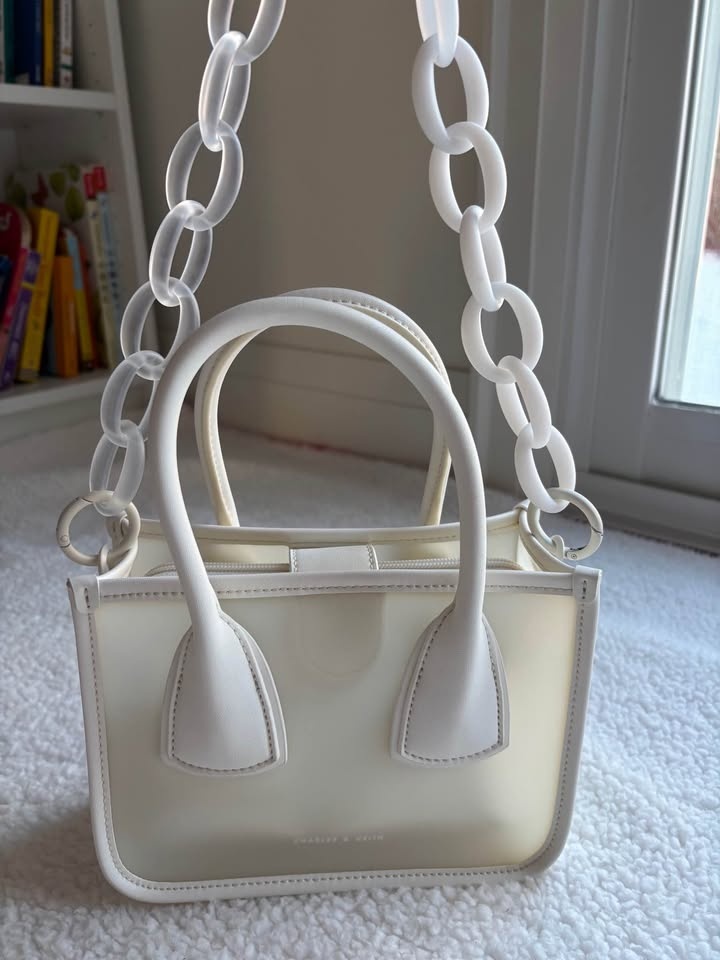 Charles & Keith Link Double Handle Bag - White - photo 3