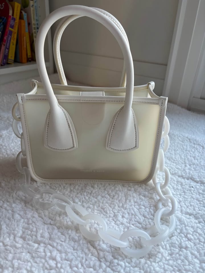 Charles & Keith Link Double Handle Bag - White - photo 4