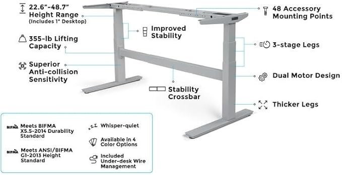 UPLIFT Standing Desk (60" x 30" Bamboo Curve) + Accessories - photo 3