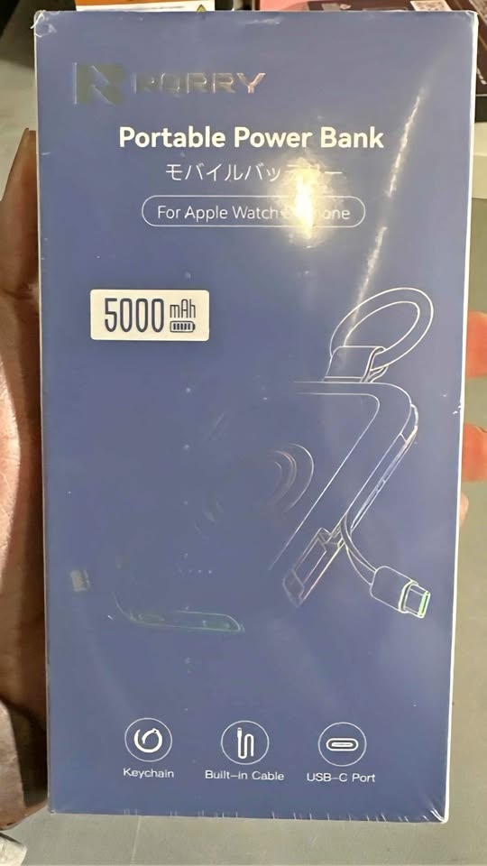 Sealed Power Bank 5000mAh Portable Charger with Built-in Cables