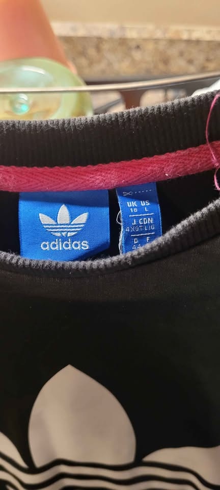 VINTAGE Adidas Faux Leather Sweater - Size L - Rare! - photo 2