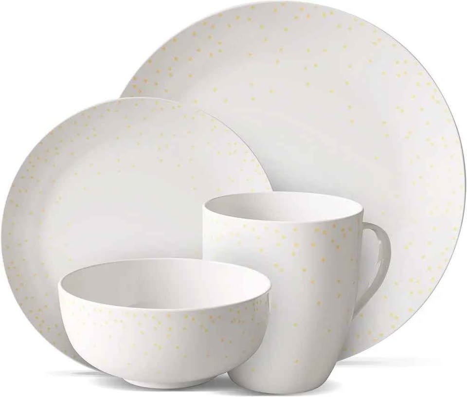 Safdie Diamond Confetti Plates & Bowls Set - 16 Pc White/Gold Ma - photo 2