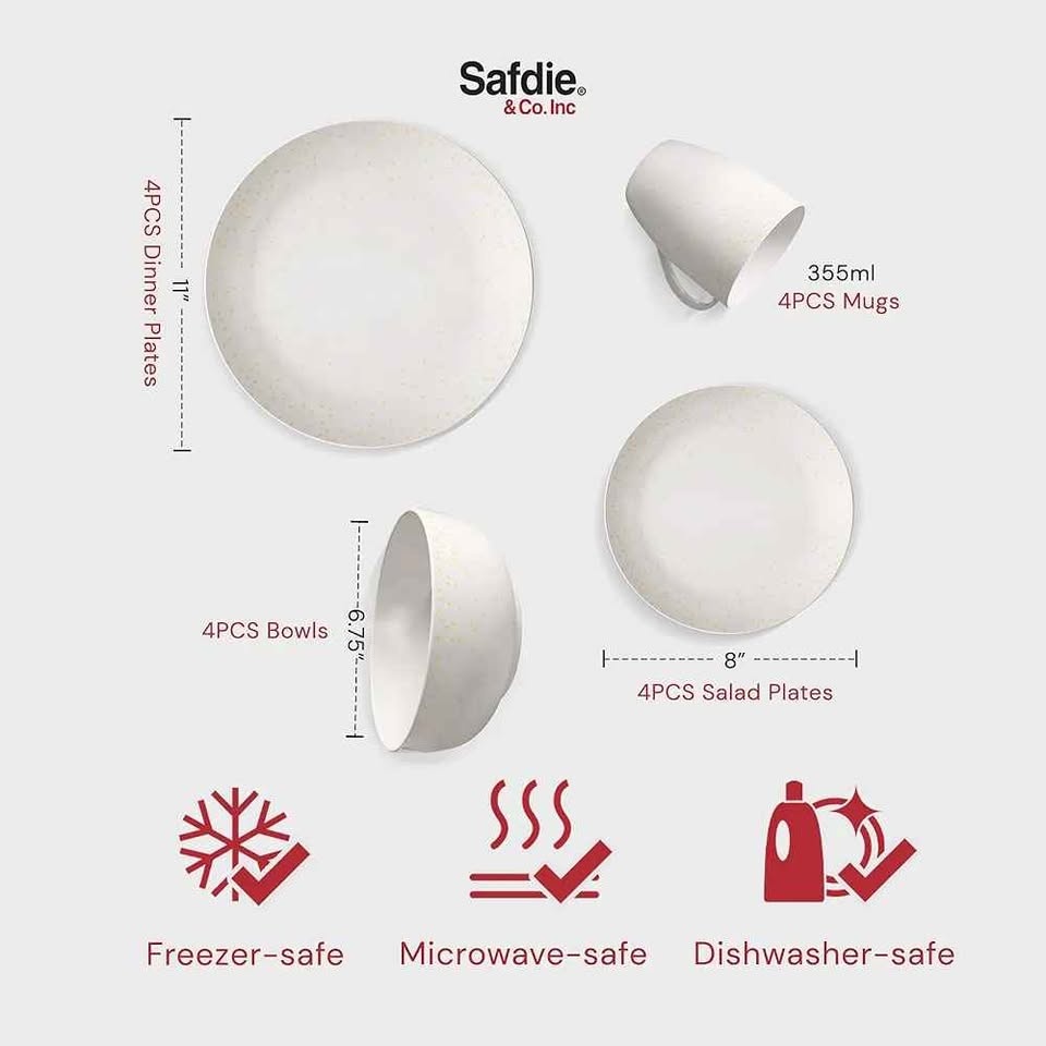 Safdie Diamond Confetti Plates & Bowls Set - 16 Pc White/Gold Ma - photo 5