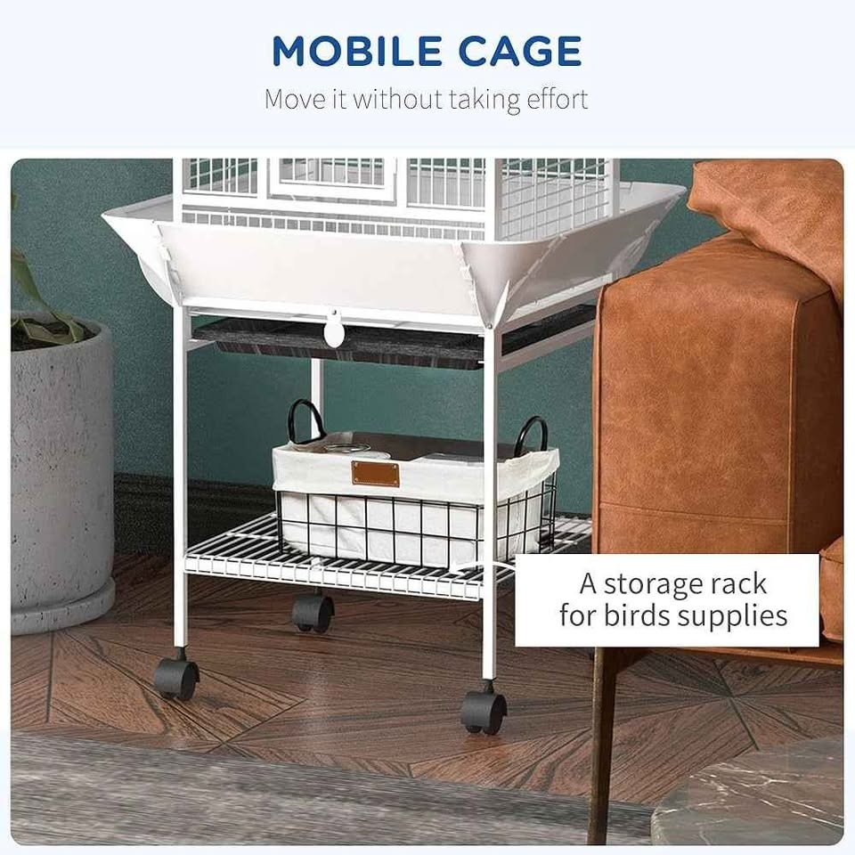 PawHut 64 Inch Bird Cage Parrot Parakeet House for Cockatiel wit - photo 4