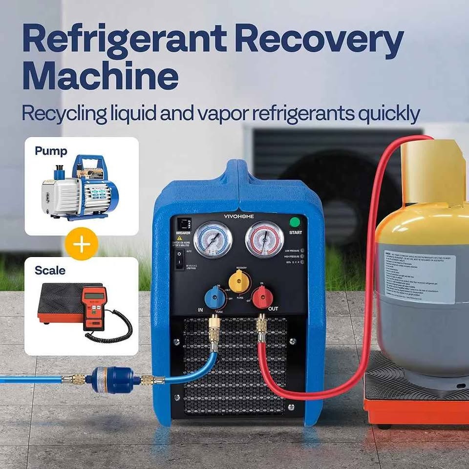 VIVOHOME R1234yf R32 R454B 3/4 HP Refrigerant Recovery Machine - photo 2