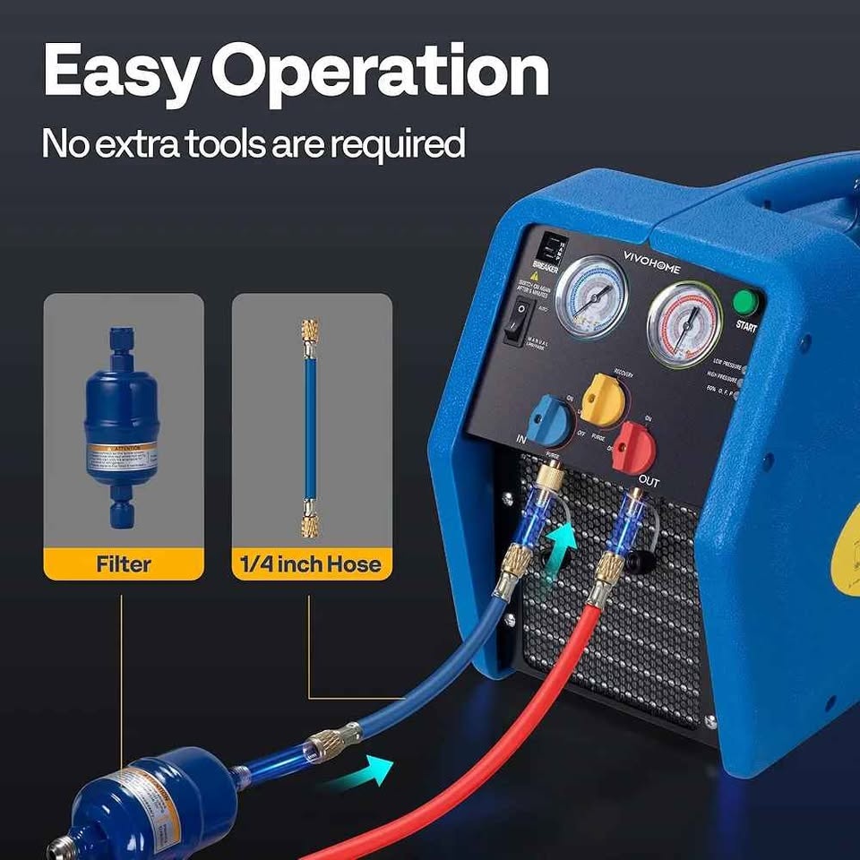 VIVOHOME R1234yf R32 R454B 3/4 HP Refrigerant Recovery Machine - photo 3
