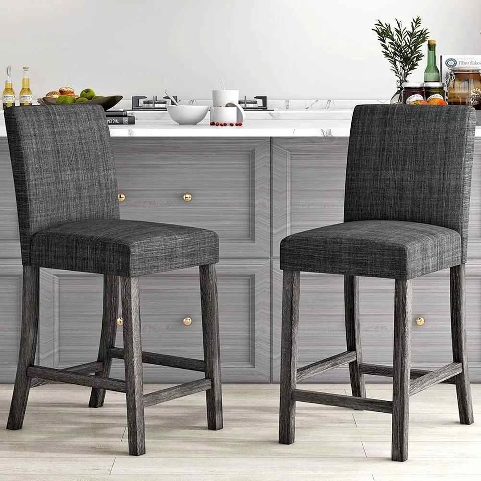 COSTWAY Counter Height Bar Stools (Set of 2)