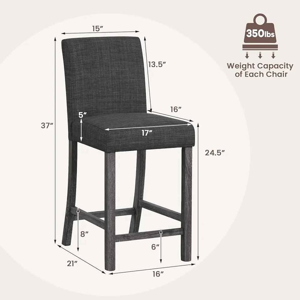 COSTWAY Counter Height Bar Stools (Set of 2) - photo 3