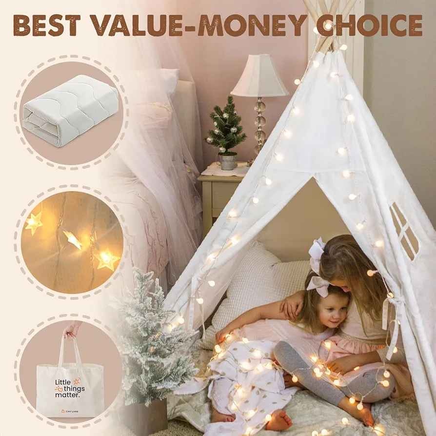 Tiny Land Kids Teepee Tent with Lights & Bag - photo 2