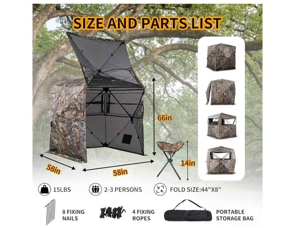 FUNHORUN 270°/360° See Through Hunting Blind - photo 2