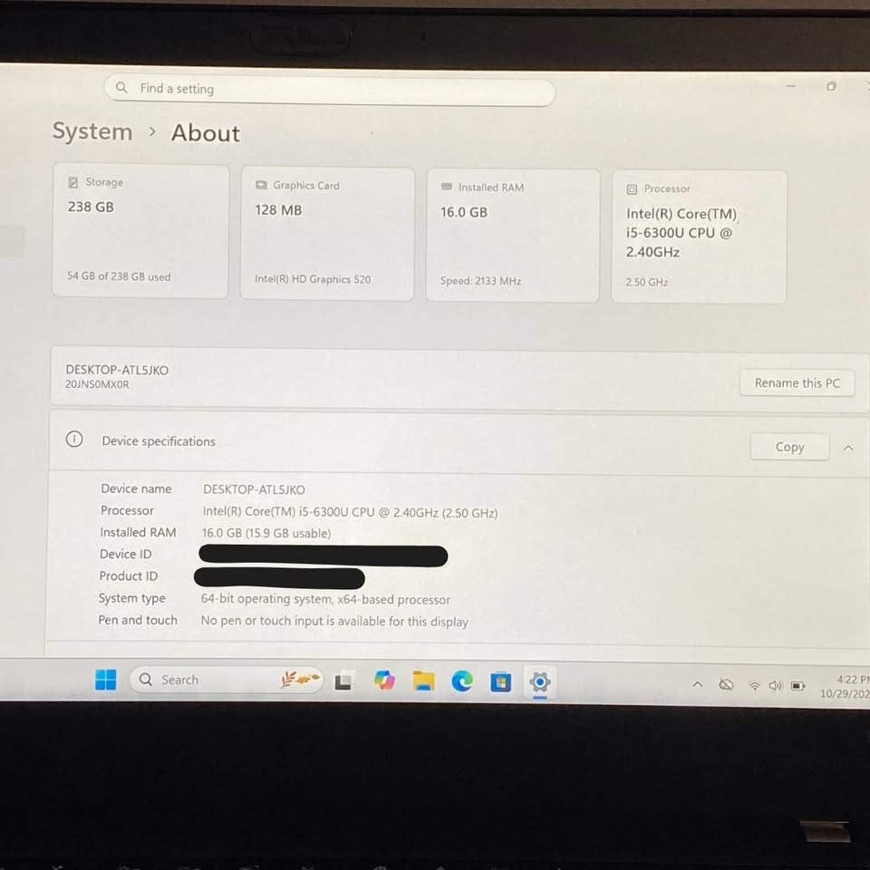Lenovo T470 | i5, 16GB RAM, 240GB SSD | Win11 Activated - photo 3