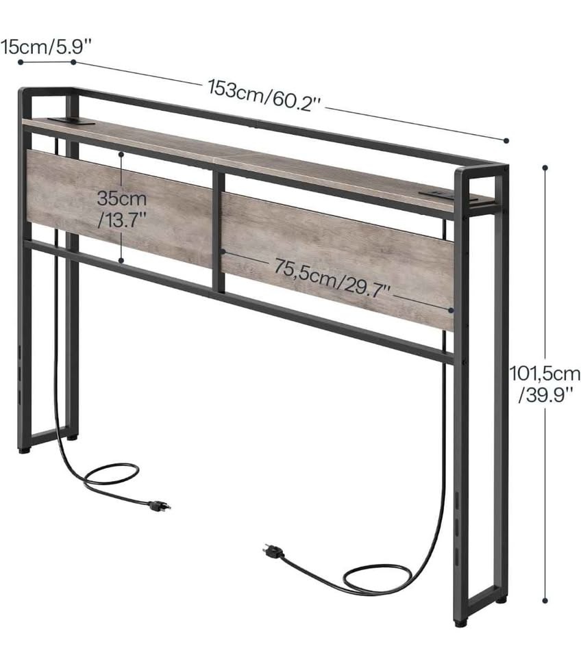 Queen Size Headboard w/ 2 Outlets & 4 USB Ports - photo 2