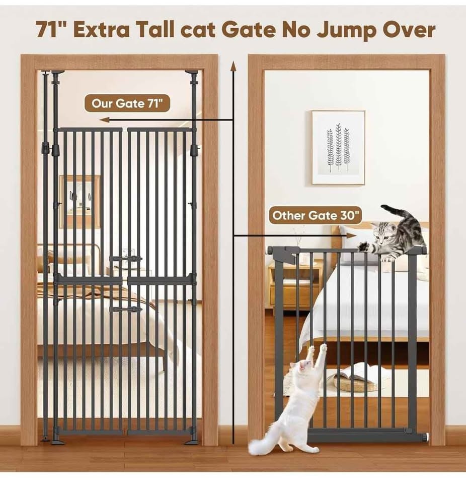 Extra Tall Cat Gate for Doorways - 75"-90.5" Tall, 33"-37.8" Wid - photo 2