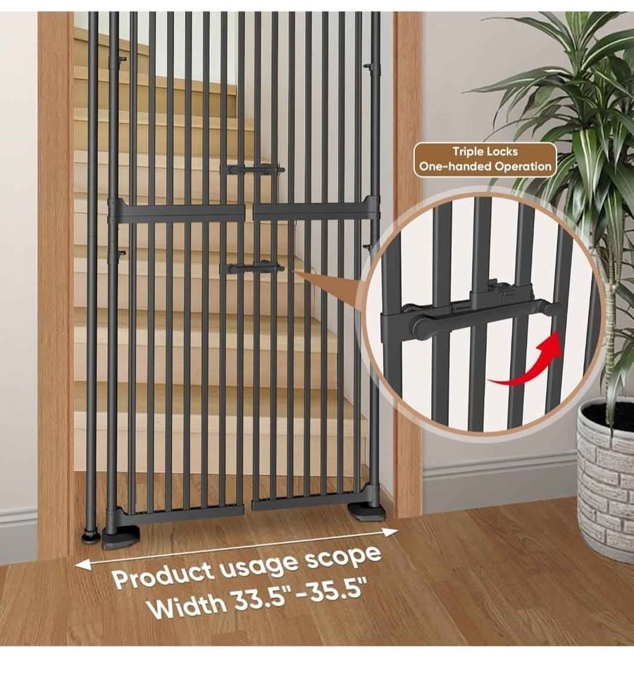 Extra Tall Cat Gate for Doorways - 75"-90.5" Tall, 33"-37.8" Wid - photo 4