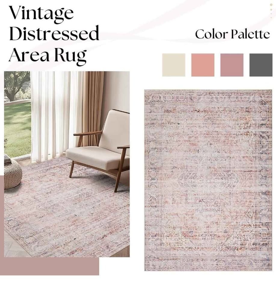 Large Living Room Rug 9x12 Machine Washable Pink Carpet - photo 3