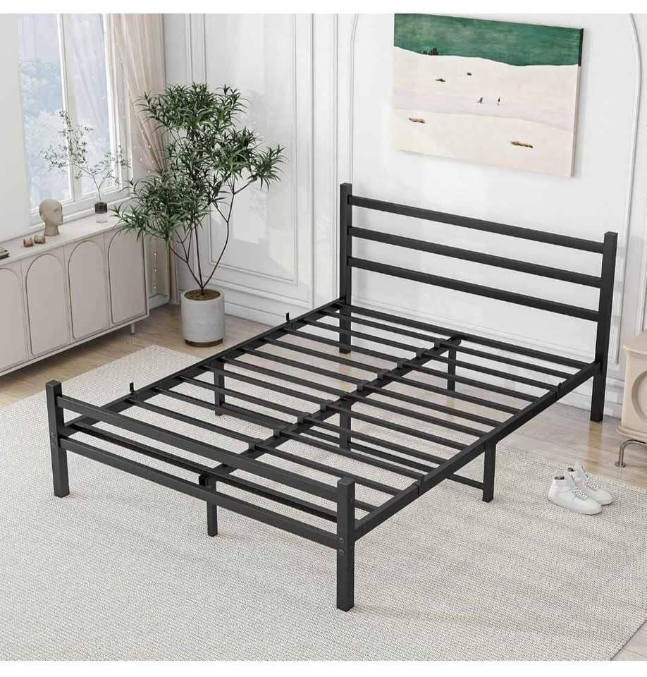 Full Bed Frame w/ Headboard & Footboard - Black Metal - photo 3