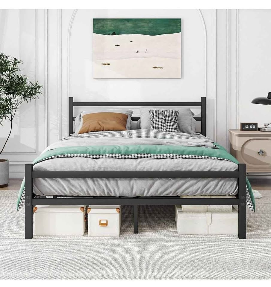 Full Bed Frame w/ Headboard & Footboard - Black Metal - photo 5