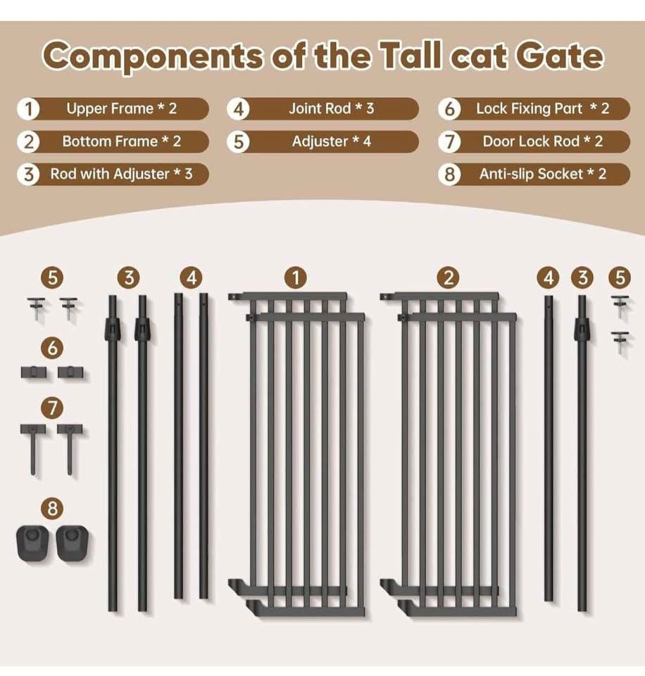 Extra Tall Cat Gate - No Drill, Auto-Close (75"-90.5") - photo 3