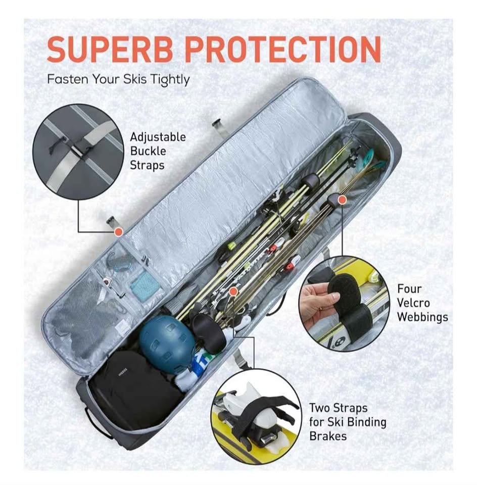 TOURIT Rolling Ski Bag & Boot Bag Combo - Padded, 195cm - photo 2