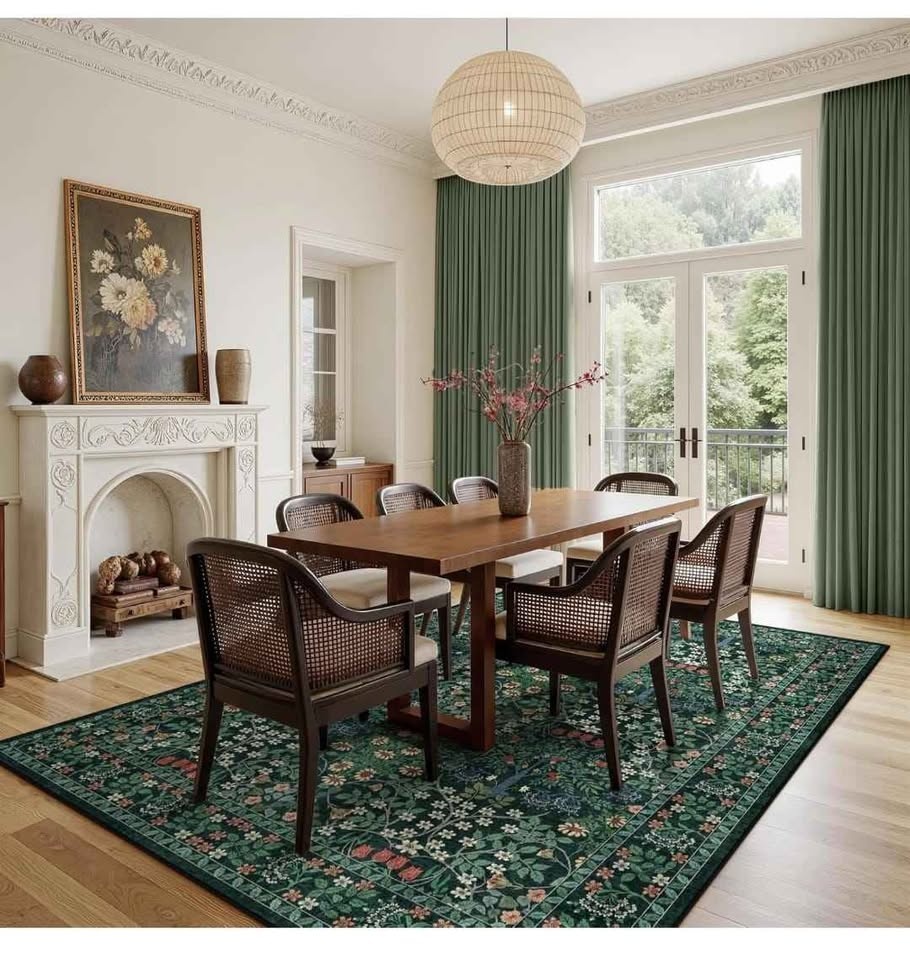 Brand New 6x9 Dark Green Floral Vintage Washable Rug - photo 3