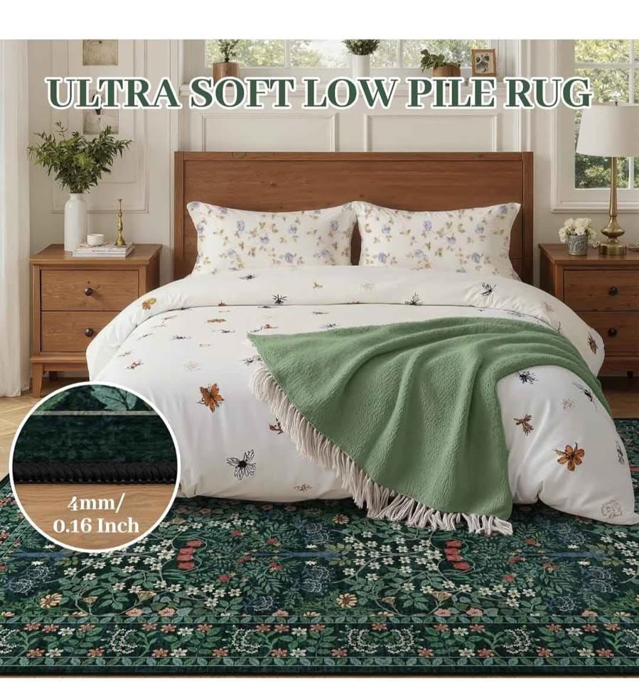 Brand New 6x9 Dark Green Floral Vintage Washable Rug - photo 4