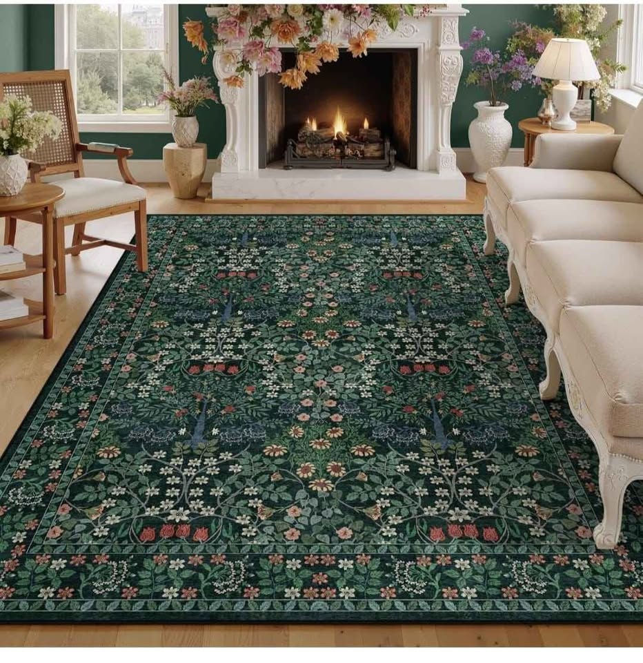 Brand New 6x9 Dark Green Floral Vintage Washable Rug - photo 5