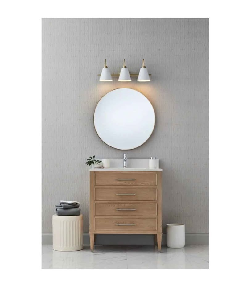 GlucksteinElements Allegra 3-Light Brushed Brass Gold Bathroom V - photo 4