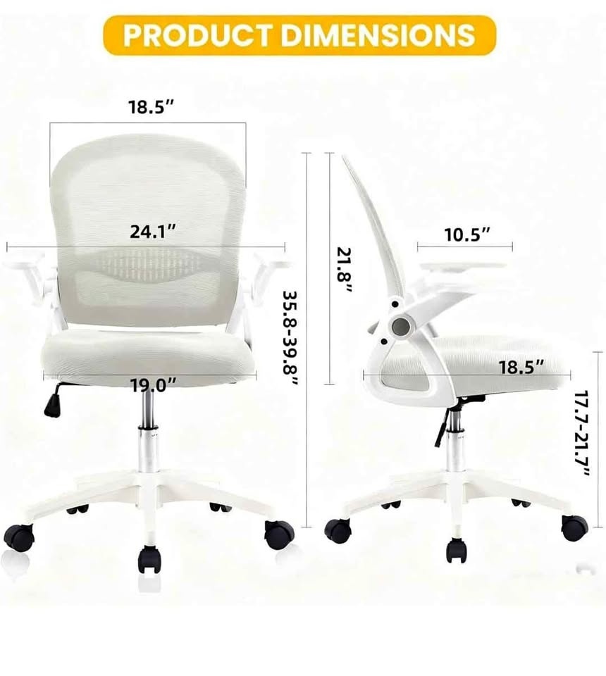 Ergonomic Mesh Office Chair with Flip-up Armrests (Grey/White)