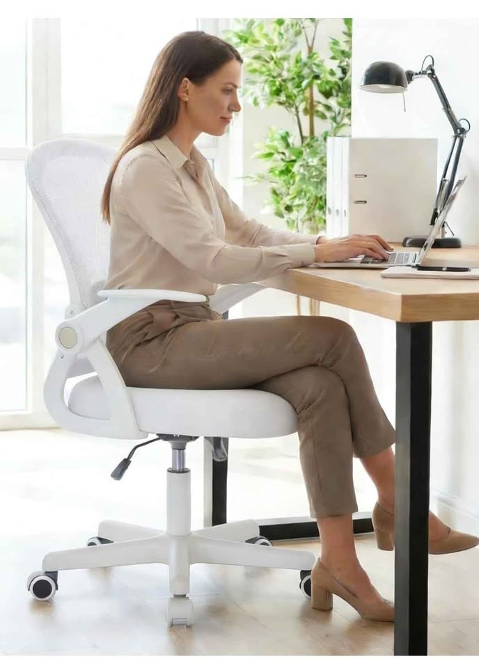 Ergonomic Mesh Office Chair with Flip-up Armrests (Grey/White) - photo 4