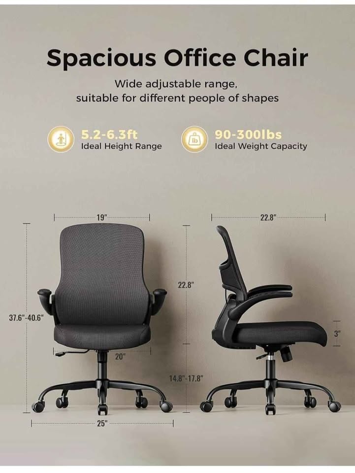 Ergonomic Mesh Office Chair with Adjustable Height & Flip-up Arm - photo 2